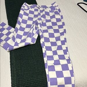 Purple and White Checkered Pants